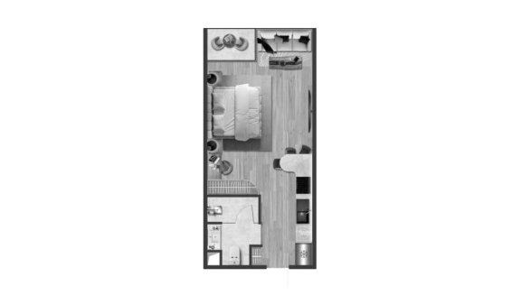 Планировка квартиры 1 комната в ЖК Andaman Atrium № 11020 (2D)