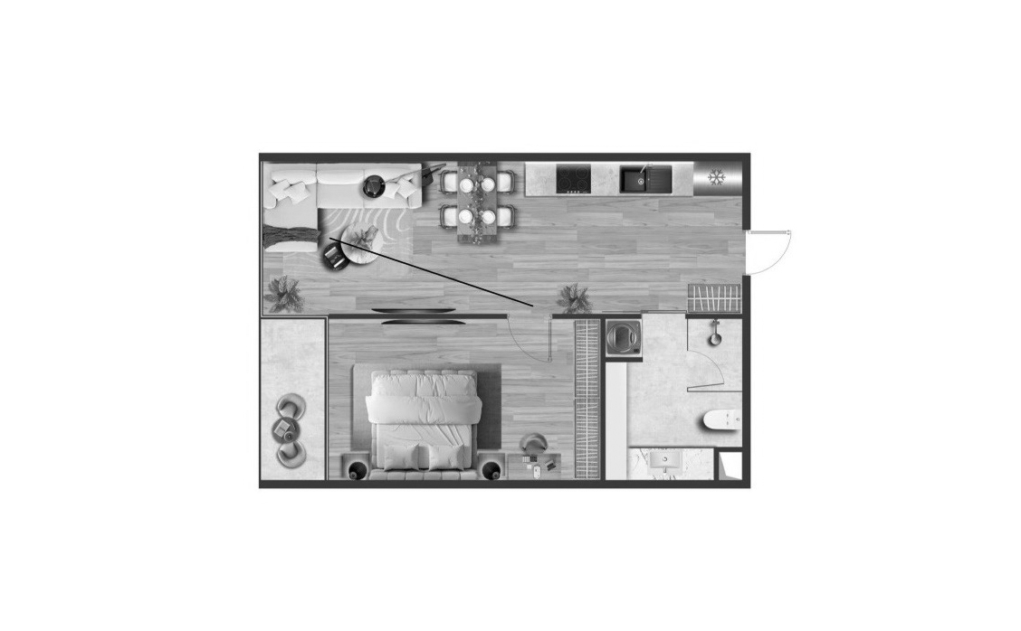 Apartment floor plan, 1 bedroom in Andaman Atrium No. 11015